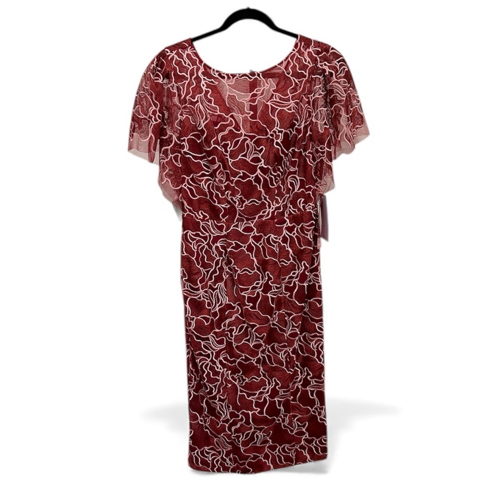 NWT JS Collections Burgundy Lace Midi Dress       Size 6 - Picture 4 of 9